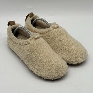 UGG Plushy Slippers Natural Chestnut Faux Fur Slip On House Shoes Womens Size 11
